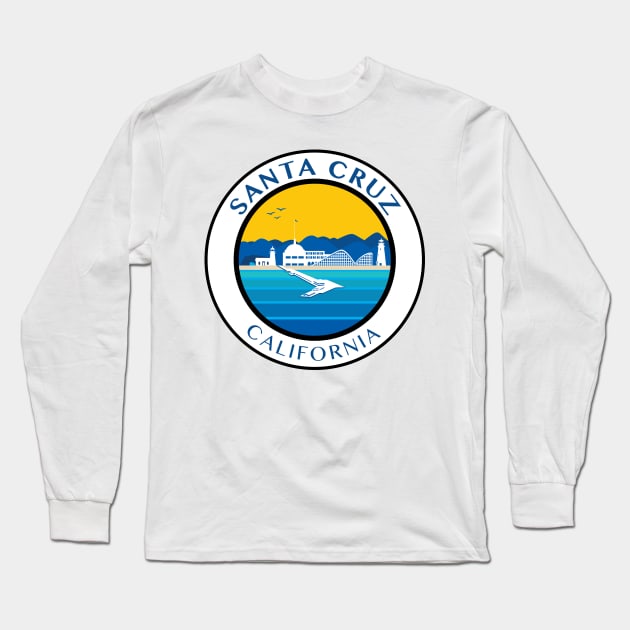 Santa Cruz City Scape California CA Long Sleeve T-Shirt by PauHanaDesign